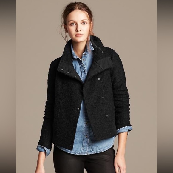 Banana Republic Jackets & Blazers - Banana Republic Wool Boucle Moto Jacket in Black